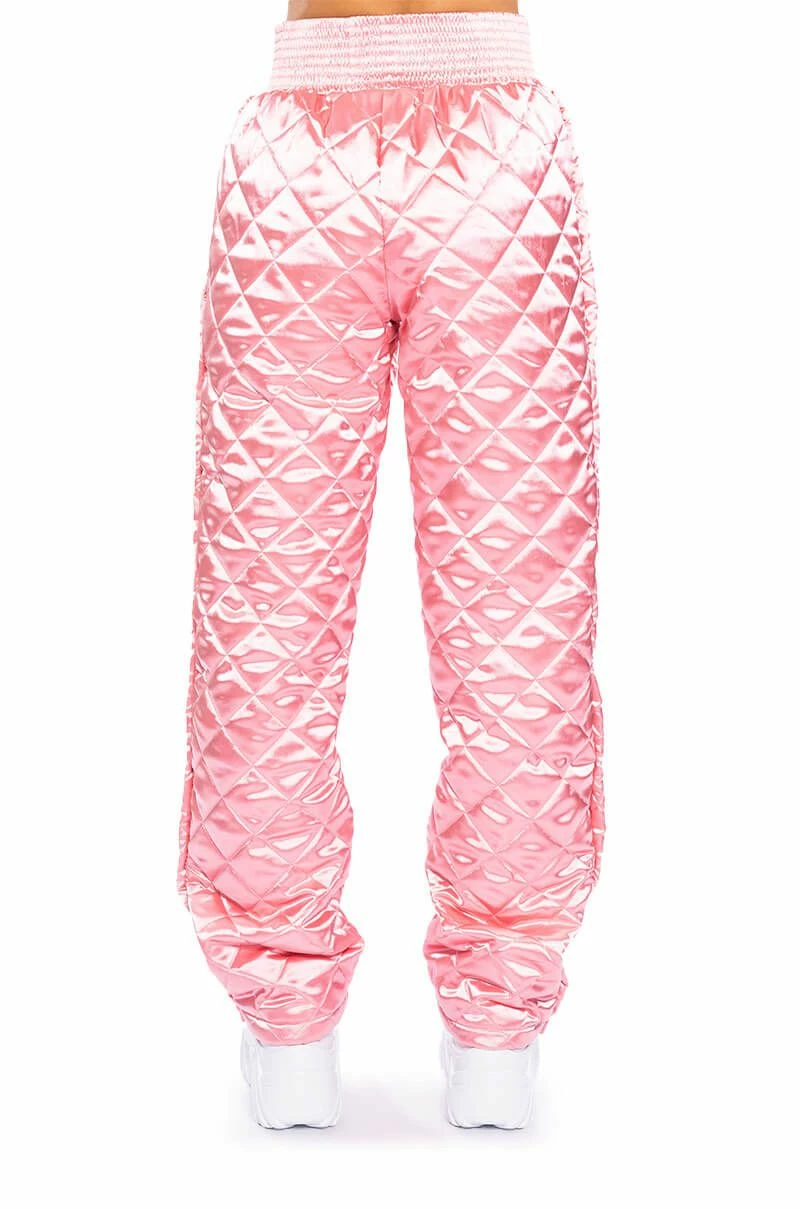 COZY MODE QUILTED SATIN BREAKAWAY JOGGER IN PINK 8 COZY MODE QUILTED SATIN BREAKAWAY JOGGER IN PINK - Image 8