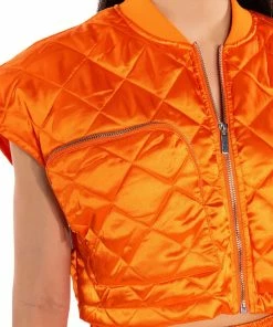COZY MODE QUILTED SATIN VEST 19 COZY MODE QUILTED SATIN VEST -FINESSE-shop cozy mode quilted satin vest orange 10 10
