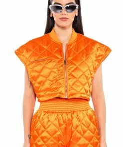 COZY MODE QUILTED SATIN VEST