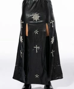 CROSSING MY PATH MAXI FAUX LEATHER SKIRT -FINESSE-shop crossing my path maxi faux leather skirt black 7 7