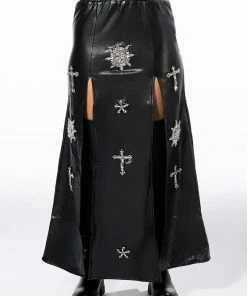 CROSSING MY PATH MAXI FAUX LEATHER SKIRT -FINESSE-shop crossing my path maxi faux leather skirt black 7 7 c1