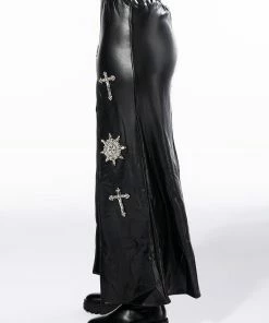 CROSSING MY PATH MAXI FAUX LEATHER SKIRT -FINESSE-shop crossing my path maxi faux leather skirt black 8 8