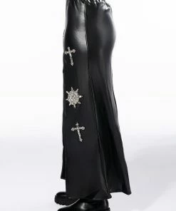 CROSSING MY PATH MAXI FAUX LEATHER SKIRT -FINESSE-shop crossing my path maxi faux leather skirt black 8 8 c1