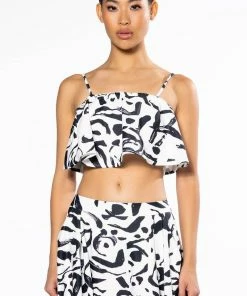 DALI'S MUSE BANDEAU ABSTRACT TOP -FINESSE-shop dalis muse bandeau abstract top white black 4 4