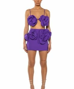 WHAT ITS LIKE FLORAL APPLIQUE MINI SKIRT -FINESSE-shop danza kuduro mini skirt purple 5 5