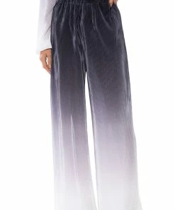 DAY TO NIGHT PLEATED SATIN WIDE LEG PANTS IN BLACK WHITE
