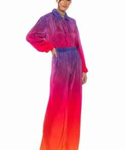 DAY TO NIGHT PLEATED SATIN WIDE LEG PANTS IN RED MULTI -FINESSE-shop day to night pleated satin wide leg pants in red multi red multi 3 3