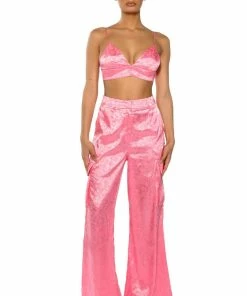 DAYDREAM SATIN FLORAL TROUSER -FINESSE-shop daydream satin floral trouser pink 3 3