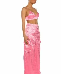 DAYDREAM SATIN FLORAL TROUSER -FINESSE-shop daydream satin floral trouser pink 5 5