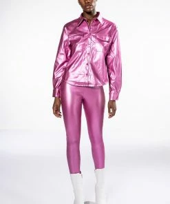 DAYTIME DISCO FAUX LEATHER LEGGING -FINESSE-shop daytime disco faux leather legging pink 7 7