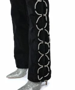 DIAMOND LACE UP TRACK PANT -FINESSE-shop diamond lace up track pant black silver 11 11