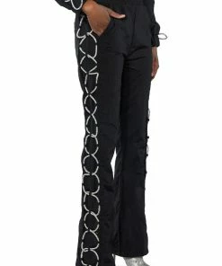 DIAMOND LACE UP TRACK PANT -FINESSE-shop diamond lace up track pant black silver 4 4 c1 c1 c1