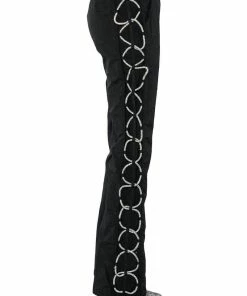 DIAMOND LACE UP TRACK PANT -FINESSE-shop diamond lace up track pant black silver 9 9