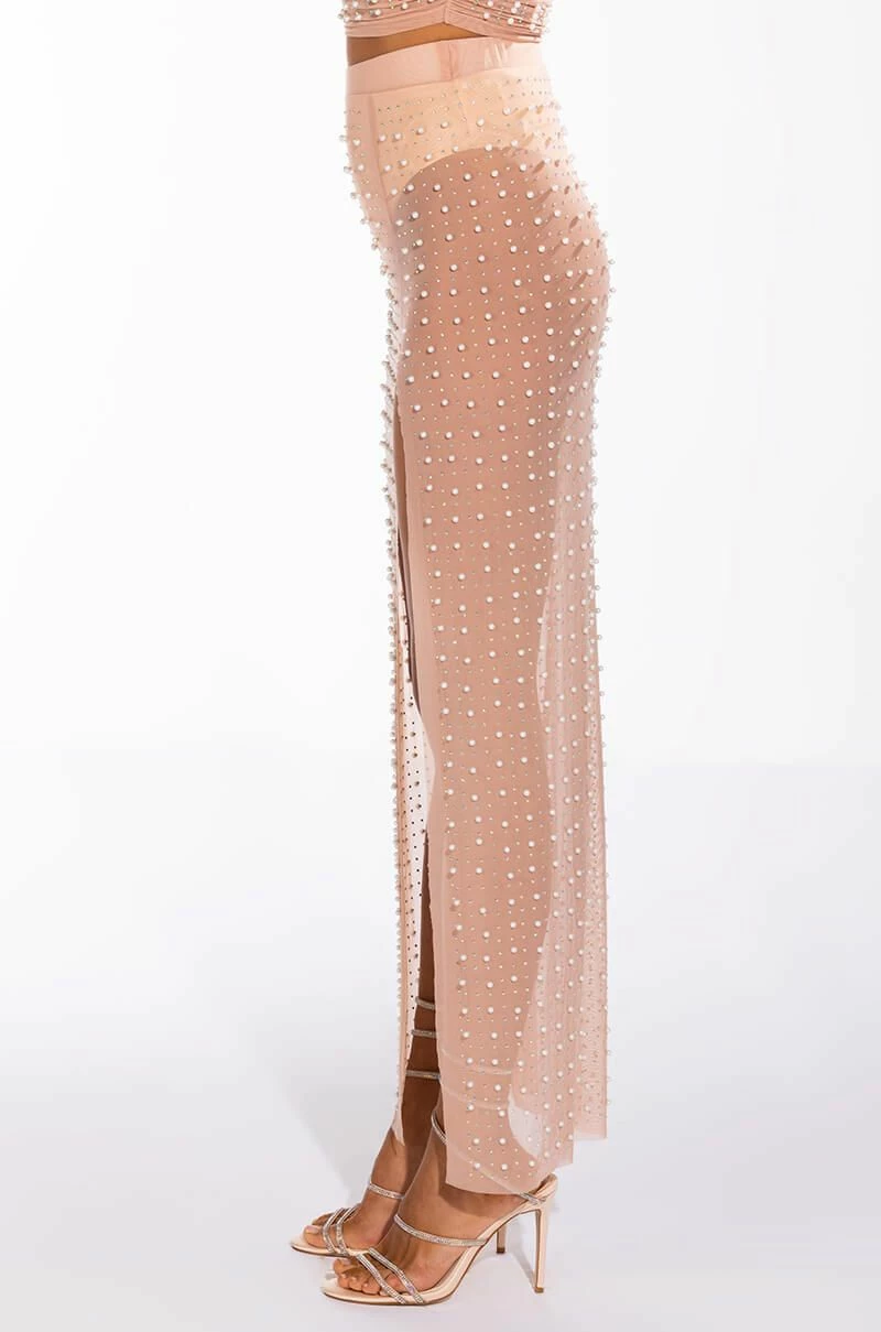 DISCO DOLL EMBELLISHED HIGH SLIT MESH MAXI SKIRT 4 DISCO DOLL EMBELLISHED HIGH SLIT MESH MAXI SKIRT - Image 4