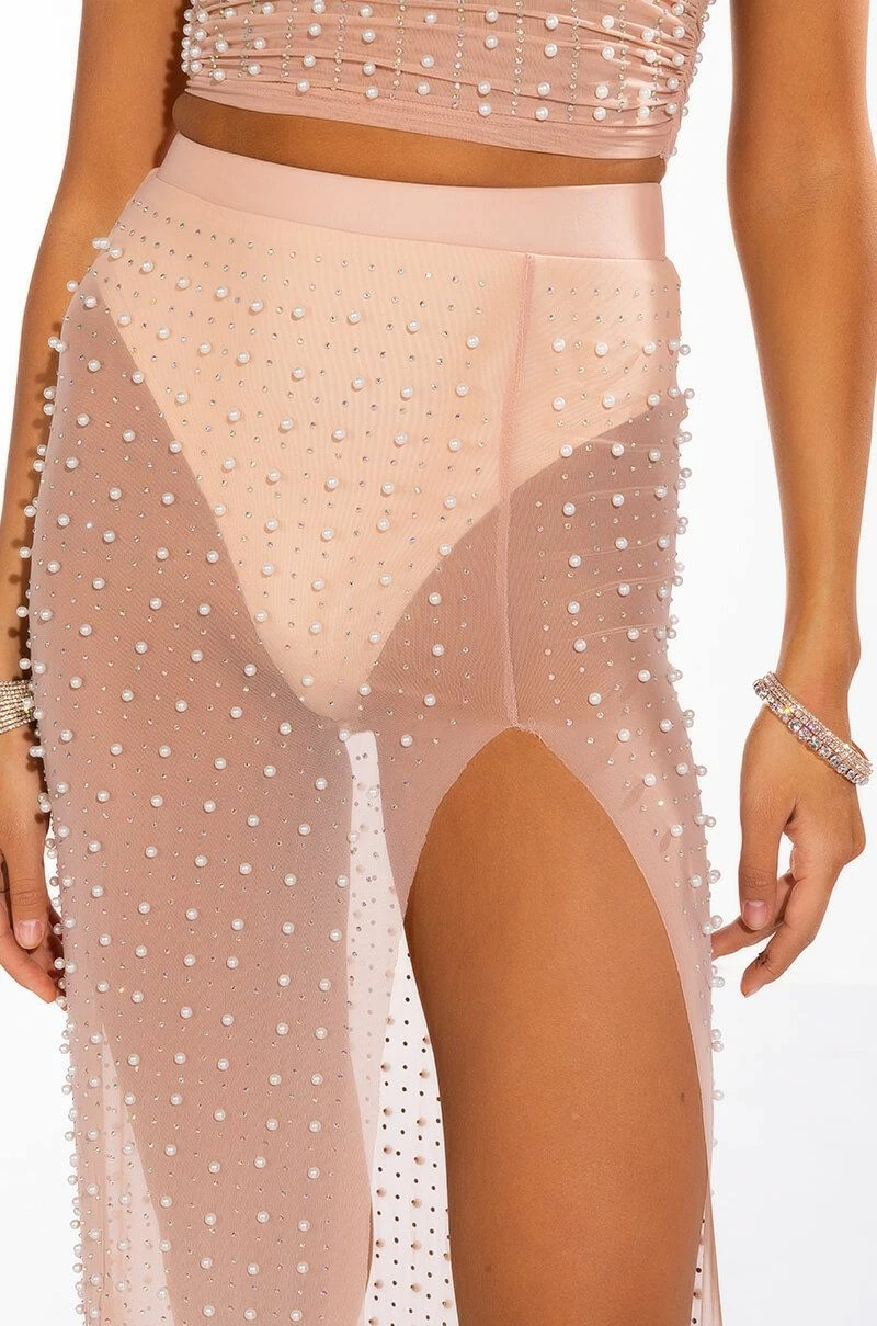 DISCO DOLL EMBELLISHED HIGH SLIT MESH MAXI SKIRT 7 DISCO DOLL EMBELLISHED HIGH SLIT MESH MAXI SKIRT - Image 7