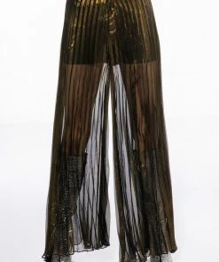 DISCO FLAIR PLEATED WIDE LEG PANTS -FINESSE-shop disco flair pleated wide leg pants gold 3 3