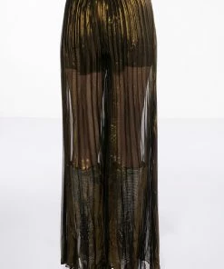 DISCO FLAIR PLEATED WIDE LEG PANTS -FINESSE-shop disco flair pleated wide leg pants gold 5 5