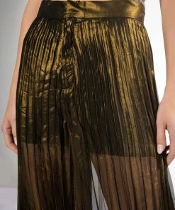 DISCO FLAIR PLEATED WIDE LEG PANTS -FINESSE-shop disco flair pleated wide leg pants gold 6 6