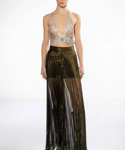 DISCO FLAIR PLEATED WIDE LEG PANTS -FINESSE-shop disco flair pleated wide leg pants gold 7 7