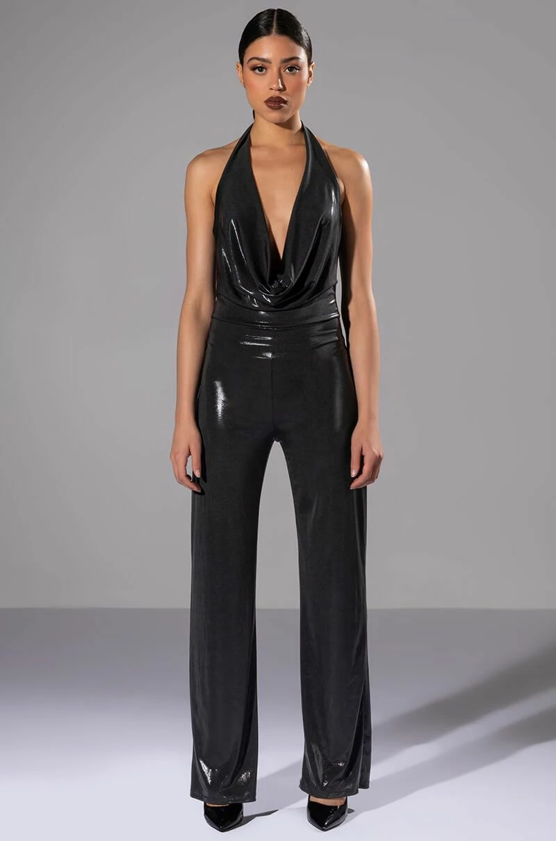 DO BETTER METALLIC COWL NECK JUMPSUIT 1 DO BETTER METALLIC COWL NECK JUMPSUIT