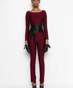 DOES WHAT SHE WANTS BANDAGE JUMPSUIT -FINESSE-shop does what she wants bandage jumpsuit burgundy 4 4