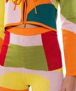 DONNA KNIT BOOTY SHORT -FINESSE-shop donna knit booty short orange multi 10 10