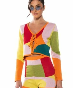 DONNA KNIT BOOTY SHORT -FINESSE-shop donna knit booty short orange multi 4 4