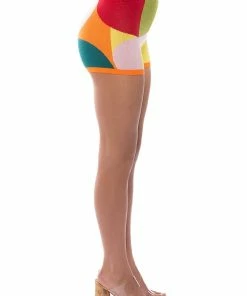 DONNA KNIT BOOTY SHORT -FINESSE-shop donna knit booty short orange multi 7 7