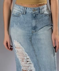 DOUBLE OHS CARGO DISTRESSED MIDI SKIRT -FINESSE-shop double ohs cargo distressed midi skirt light blue denim 8 8