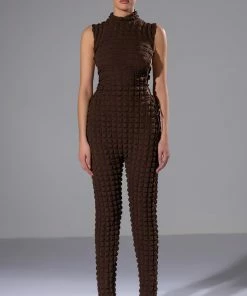 DREAM LOVER TEXTURED LACE UP JUMPSUIT