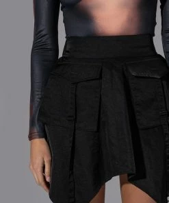 EDNA SYMMETRIC CARGO MINI SKIRT -FINESSE-shop edna symmetric cargo mini skirt black 8 8