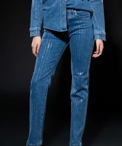 EFFORTLESS GLAM RHINESTONE STRIPE STRAIGHT LEG JEAN