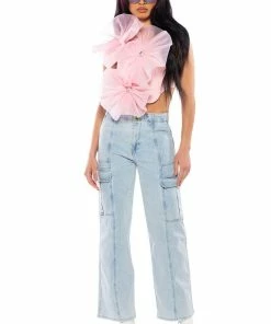 ELIZA DENIM CARGO PANT -FINESSE-shop eliza denim cargo pant light blue denim 3 3
