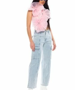 ELIZA DENIM CARGO PANT -FINESSE-shop eliza denim cargo pant light blue denim 4 4