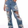 ELLA BELLA HIGH RISE WIDE LEG DISTRESSED JEANS