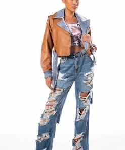 ELLA BELLA HIGH RISE WIDE LEG DISTRESSED JEANS -FINESSE-shop ella bella high rise wide leg distressed jeans light blue denim 4 4