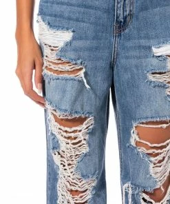 ELLA BELLA HIGH RISE WIDE LEG DISTRESSED JEANS -FINESSE-shop ella bella high rise wide leg distressed jeans light blue denim 8 8