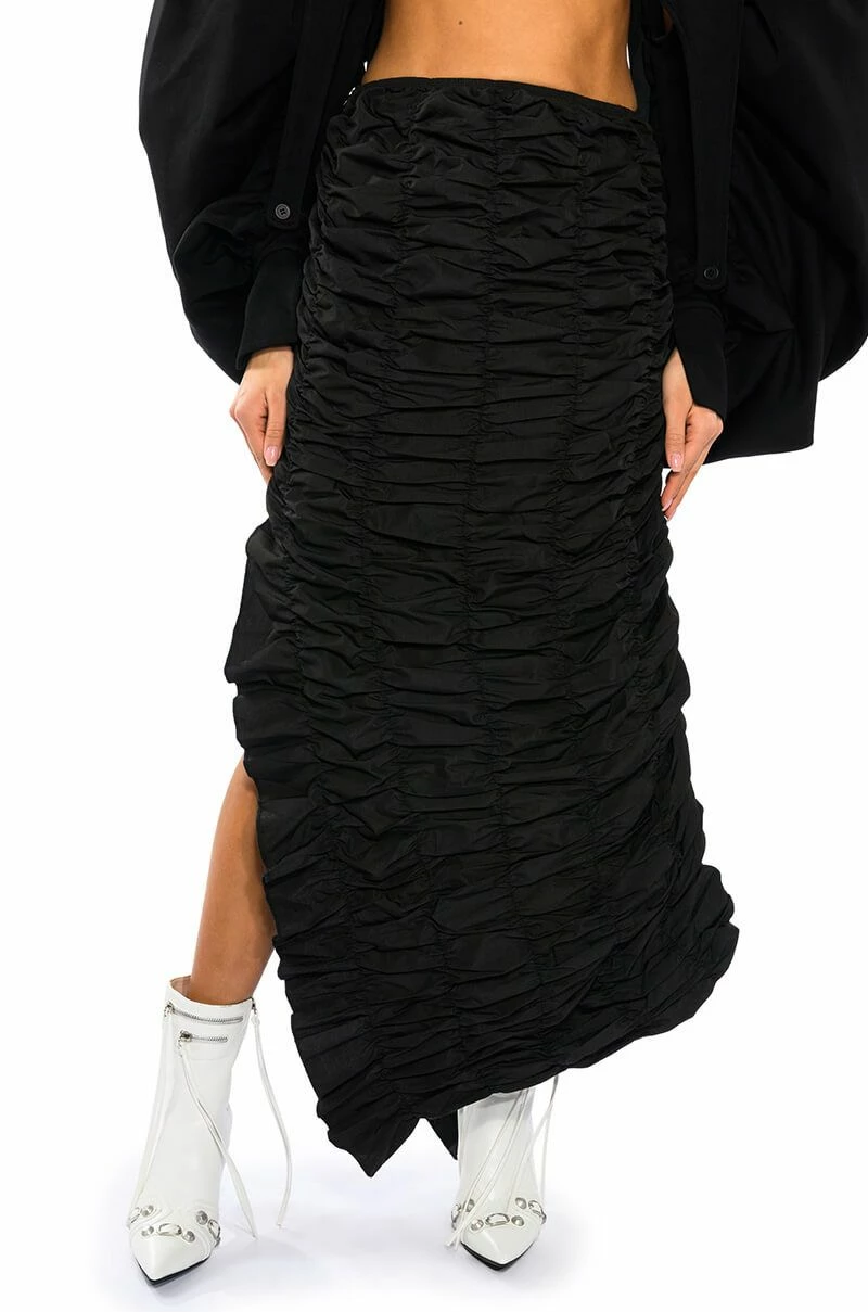 ENCORE SCRUNCHED SLIT MAXI SKIRT 1 ENCORE SCRUNCHED SLIT MAXI SKIRT