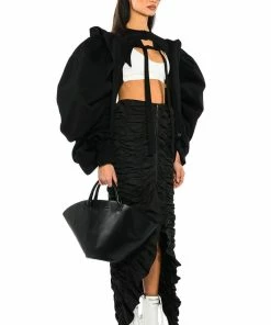 ENCORE SCRUNCHED SLIT MAXI SKIRT 12 ENCORE SCRUNCHED SLIT MAXI SKIRT -FINESSE-shop encore scrunched slit maxi skirt black 4 4