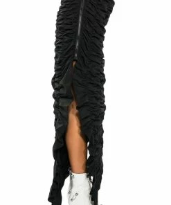 ENCORE SCRUNCHED SLIT MAXI SKIRT 15 ENCORE SCRUNCHED SLIT MAXI SKIRT -FINESSE-shop encore scrunched slit maxi skirt black 7 7
