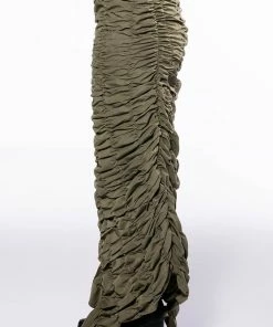 ENCORE SCRUNCHED SLIT MAXI SKIRT 13 ENCORE SCRUNCHED SLIT MAXI SKIRT -FINESSE-shop encore scrunched slit maxi skirt olive 6 6