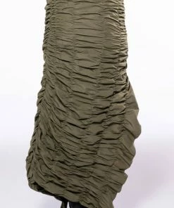 ENCORE SCRUNCHED SLIT MAXI SKIRT 15 ENCORE SCRUNCHED SLIT MAXI SKIRT -FINESSE-shop encore scrunched slit maxi skirt olive 8 8