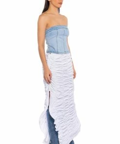 ENCORE SCRUNCHED SLIT MAXI SKIRT 10 ENCORE SCRUNCHED SLIT MAXI SKIRT -FINESSE-shop encore scrunched slit maxi skirt white 3 3