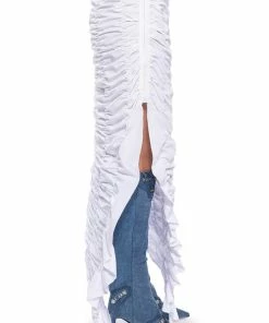 ENCORE SCRUNCHED SLIT MAXI SKIRT 12 ENCORE SCRUNCHED SLIT MAXI SKIRT -FINESSE-shop encore scrunched slit maxi skirt white 5 5