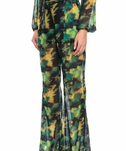 FINESSE-shop -FINESSE-shop escape the ordinary printed flare trouser green multi 2 2