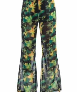 ESCAPE THE ORDINARY PRINTED FLARE TROUSER -FINESSE-shop escape the ordinary printed flare trouser green multi 5 5