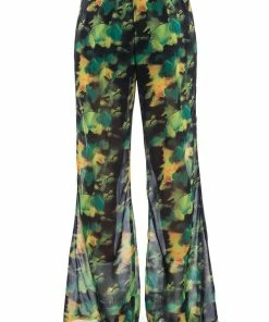 ESCAPE THE ORDINARY PRINTED FLARE TROUSER -FINESSE-shop escape the ordinary printed flare trouser green multi 7 7