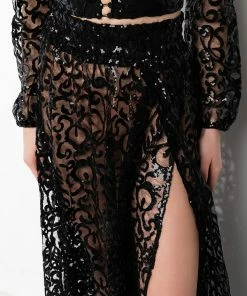 ESTELLE SEQUIN MAXI SKIRT -FINESSE-shop estelle sequin maxi skirt black 6 6