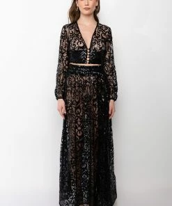 ESTELLE SEQUIN MAXI SKIRT -FINESSE-shop estelle sequin maxi skirt black 7 7