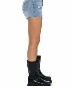 EVERYDAY MID RISE CUT OFF DENIM SHORT -FINESSE-shop everyday mid rise cut off denim short light blue 5 5